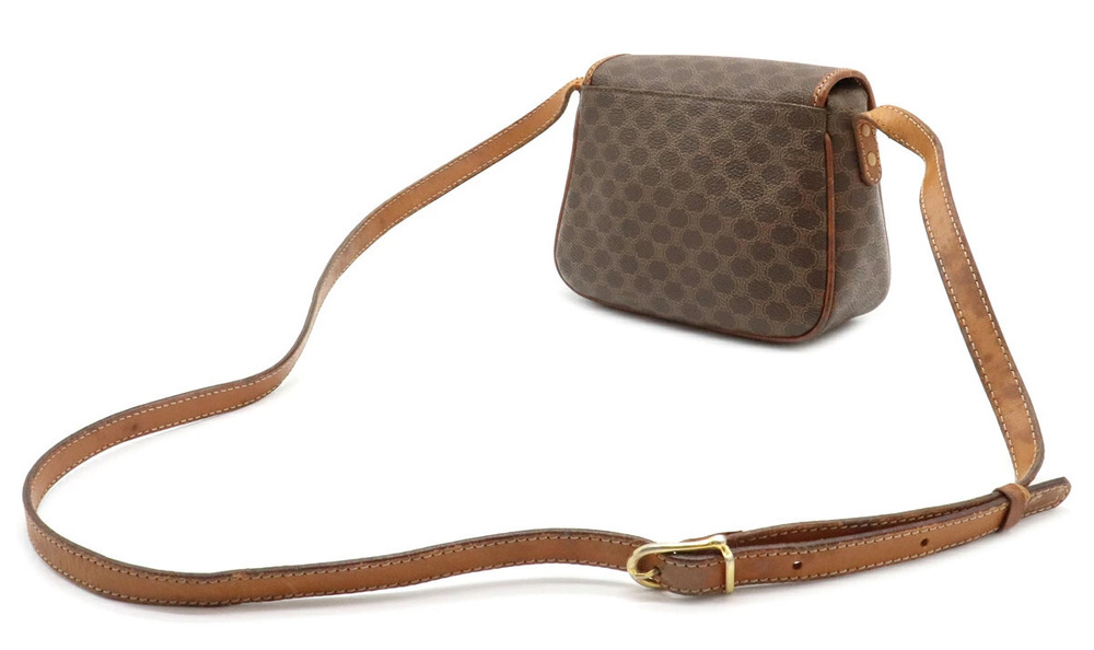 Celine Dark Macadam Crossbody Bag Brown Leather Brown